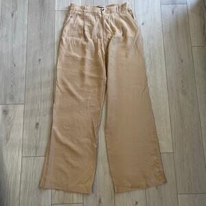 Zara Women’s Tan Pleated Wide Leg Pant Sz XL